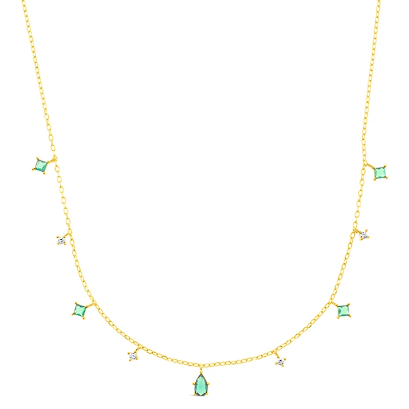 Gold Plated Sterling Silver Cubic Zirconia Necklace