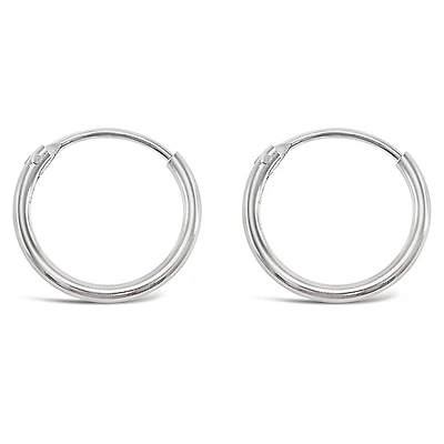 Sterling Silver Plain 12mm Hoops Earrings 141748