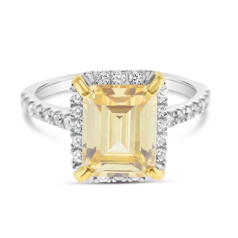 Sterling Silver Yellow Cubic Zirconia Ring 151560