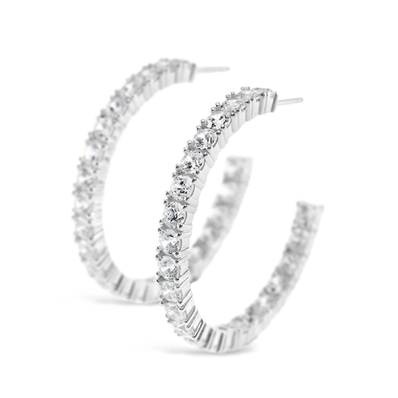 Sterling Silver Cubic Zirconia Hoop Earrings 151258
