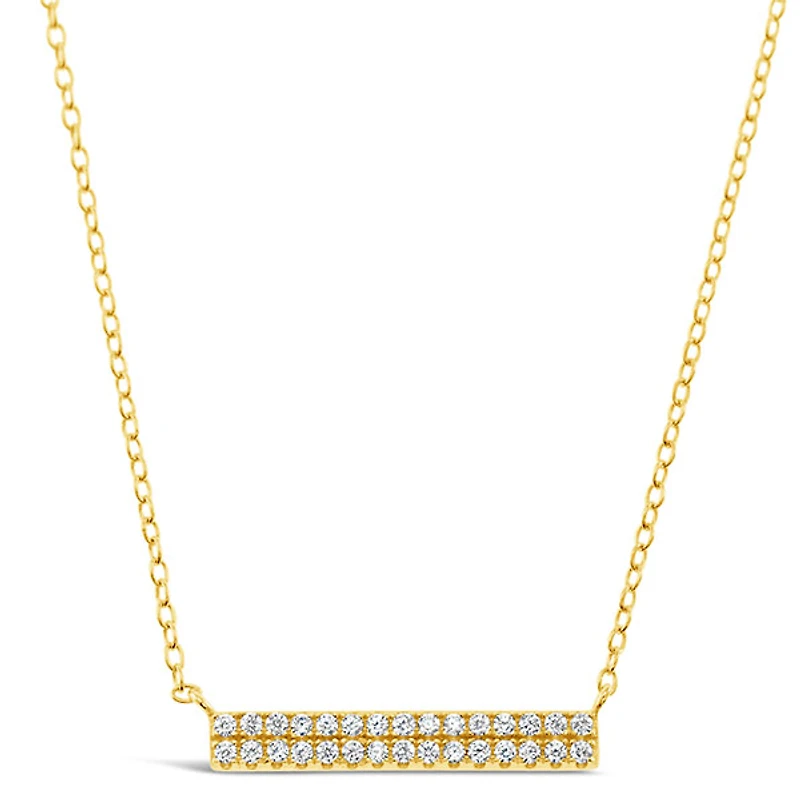 Gold Plated Sterling Silver Cubic Zirconia Bar Necklace 149892