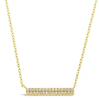 Gold Plated Sterling Silver Cubic Zirconia Bar Necklace 149892
