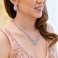 Bridal Silver Cubic Zirconia Necklace & Earrings Set