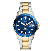 Fossil Blue Dive Three-Hand Date Two-Tone Stainless Steel Watch