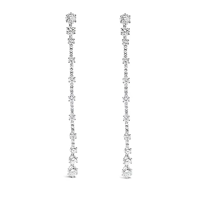 Sterling Silver Cubic Zirconia Long Earrings 132620