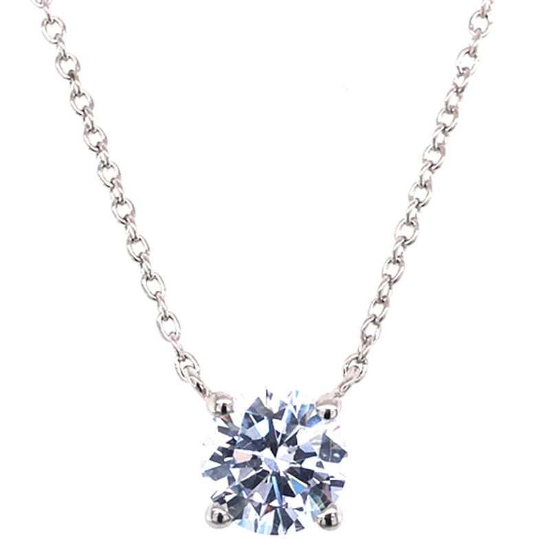 Sterling Silver Cubic Zirconia Round  7mm 8 Heart 8 Arrow Cut Necklace 143474