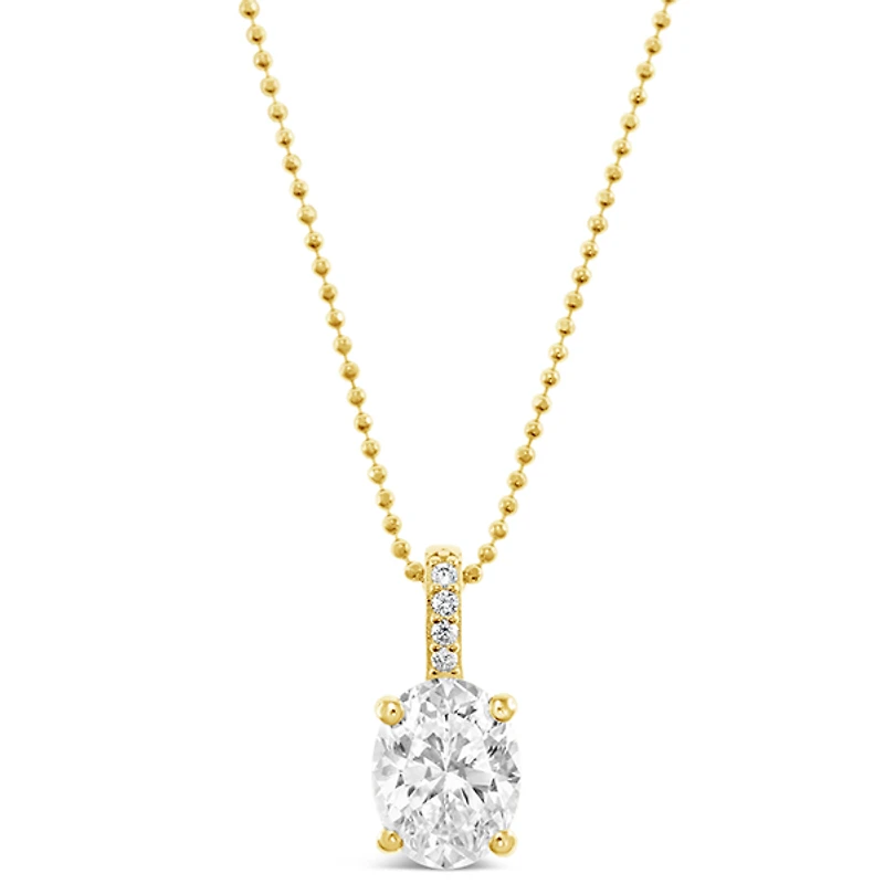Gold Plated Sterling Silver Oval Cubic Zirconia Necklace 147710