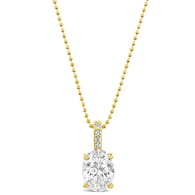 Gold Plated Sterling Silver Oval Cubic Zirconia Necklace 147710
