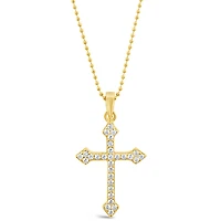 Gold Plated Sterling Silver Cubic Zirconia Cross Necklace