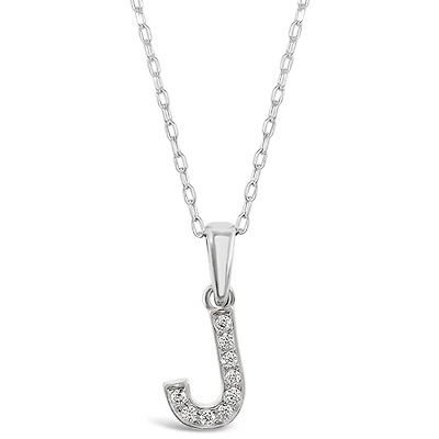 Sterling Silver Cubic Zirconia Initial J Necklace 135926