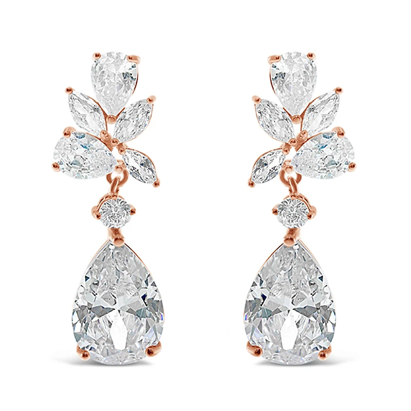 Rose Gold Cubic Zirconia Tear Drop Earrings 137417