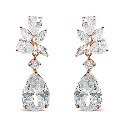 Rose Gold Cubic Zirconia Tear Drop Earrings 137417