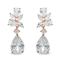 Rose Gold Cubic Zirconia Tear Drop Earrings 137417