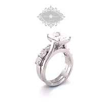 Sterling Silver Cubic Zirconia Radiant Cut Set Ring 143486