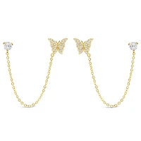 Gold Plated Sterling Silver Cubic Zirconia Butterfly Earrings 143738