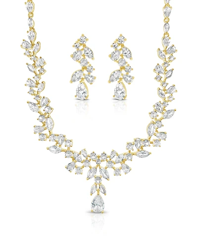 Bridal Gold Cubic Zirconia Necklace and Earrings set