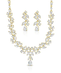 Bridal Gold Cubic Zirconia Necklace and Earrings set