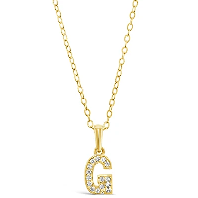 Gold Plated Sterling Silver Cubic Zirconia Initial Necklace
