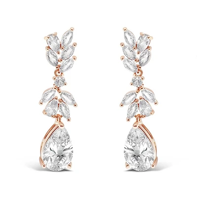 Bridal Rosegold Cubic Zirconia Drop Earrings 145934