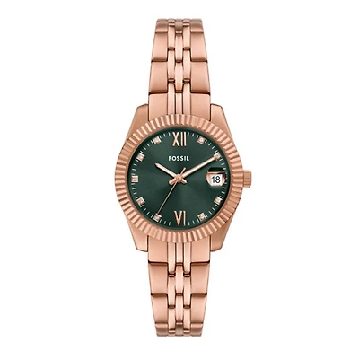 Fossil Scarlette Three-Hand Date Rose Gold-Tone Stainless Steel Watch 152907