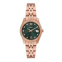 Fossil Scarlette Three-Hand Date Rose Gold-Tone Stainless Steel Watch 152907