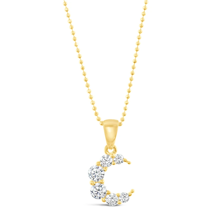 Gold Plated Sterling Silver Moon Cubic Zirconia Necklace 139414