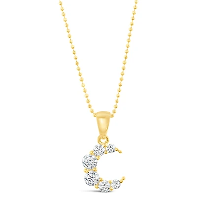 Gold Plated Sterling Silver Moon Cubic Zirconia Necklace 139414