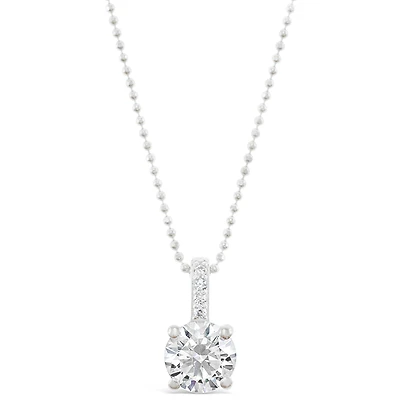 Sterling Silver Round Cubic Zirconia Necklace 147701