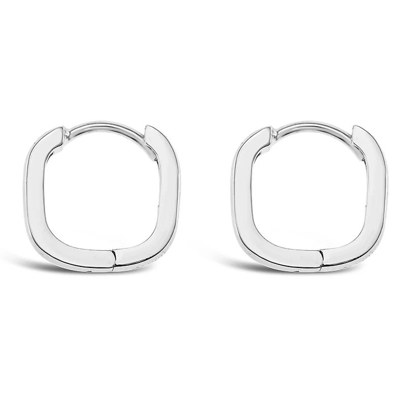 Sterling Silver Plain Square Huggies 143542
