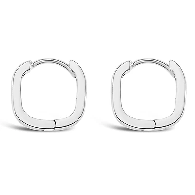 Sterling Silver Plain Square Huggies 143542