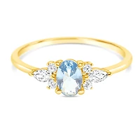 Gold Plated Sterling Silver Blue Cubic Zirconia Ring