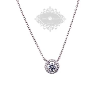 Sterling Silver Cubic Zirconia Round Outline Necklace 143470