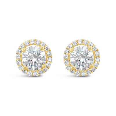 Gold Plated Sterling Silver Cubic Zirconia Round Studs 143467
