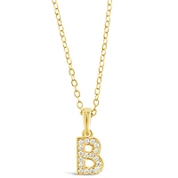 Gold Plated Sterling Silver Cubic Zirconia Initial B Necklace 147935