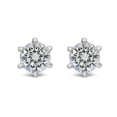 Sterling Silver Cubic Zirconia 8 Hearts 8 Arrows 5mm 6 Claws Studs 122628