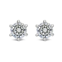 Sterling Silver Cubic Zirconia 8 Hearts 8 Arrows 5mm 6 Claws Studs 122628