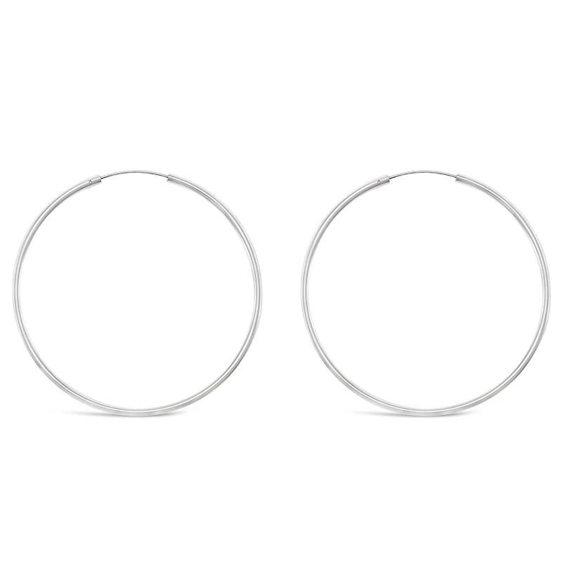 Sterling Silver Plain 60mm Hoops Earrings 129197