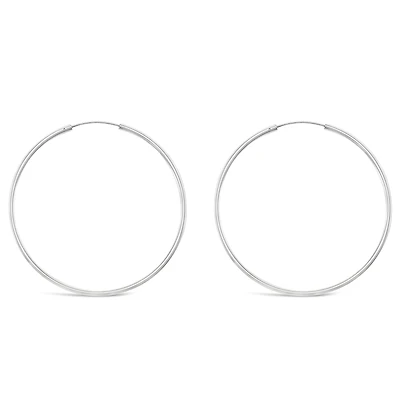 Sterling Silver Plain 60mm Hoops Earrings 129197