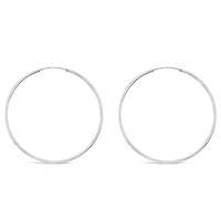 Sterling Silver Plain 60mm Hoops Earrings 129197