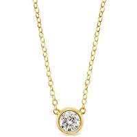 Gold Plated Sterling Silver Cubic Zirconia Bezel Necklace 143399