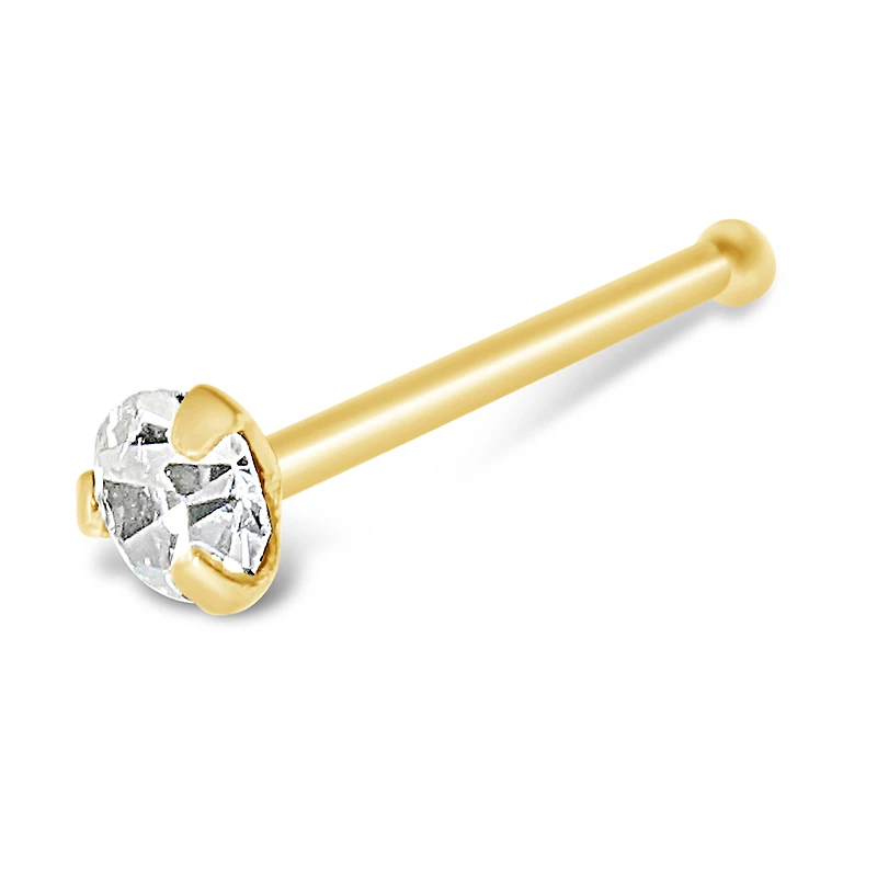 Gold Plated Sterling Silver Crystal 2mm Ball End Nose Stud 136707