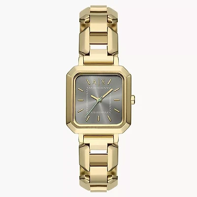 Armani Exchange Three-Hand Gold-Tone Stainless Steel Watch