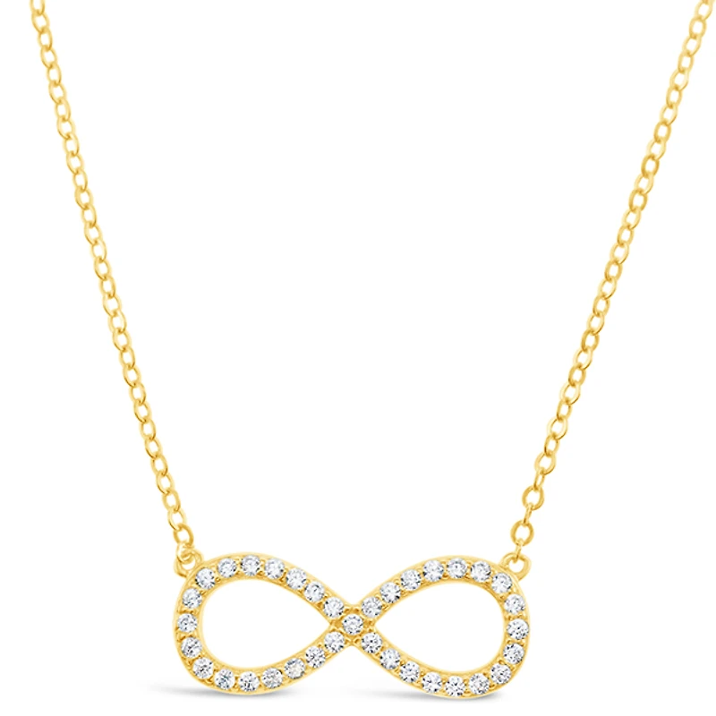 Gold Plated Sterling Silver Cubic Zirconia Infinity Necklace 151230