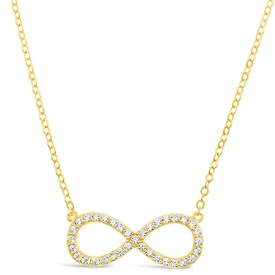 Gold Plated Sterling Silver Cubic Zirconia Infinity Necklace 151230