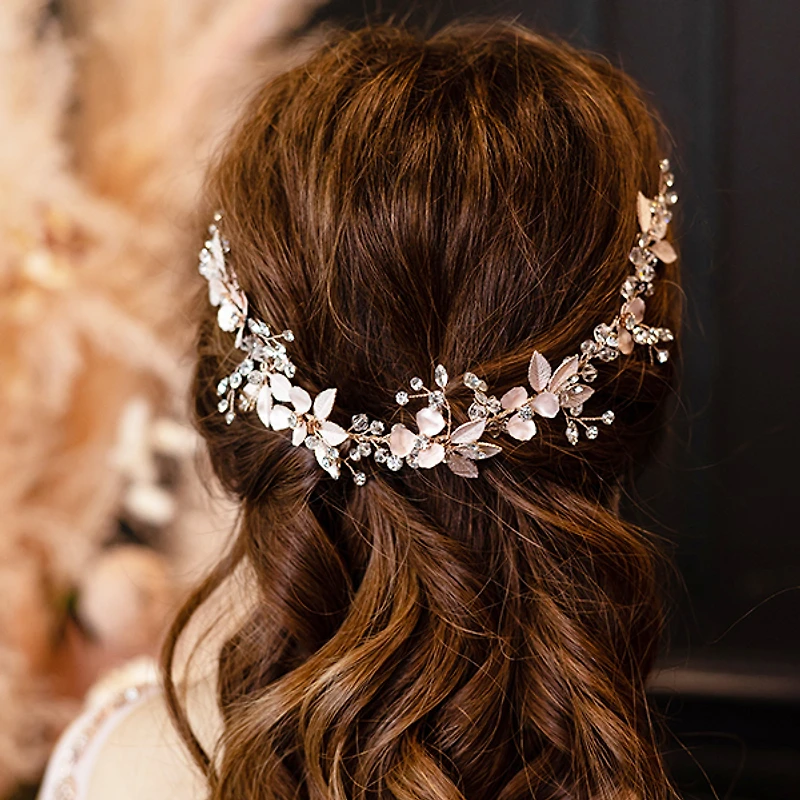 Bridal Rosegold Leaf Hair Vine 142066