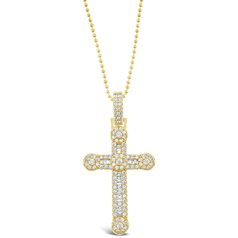 Gold Plated Sterling Silver Cubic Zirconia Cross Necklace