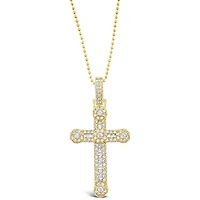 Gold Plated Sterling Silver Cubic Zirconia Cross Necklace