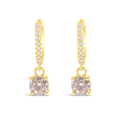 Gold Plated Sterling Silver Cubic Zirconia Huggie Earrings