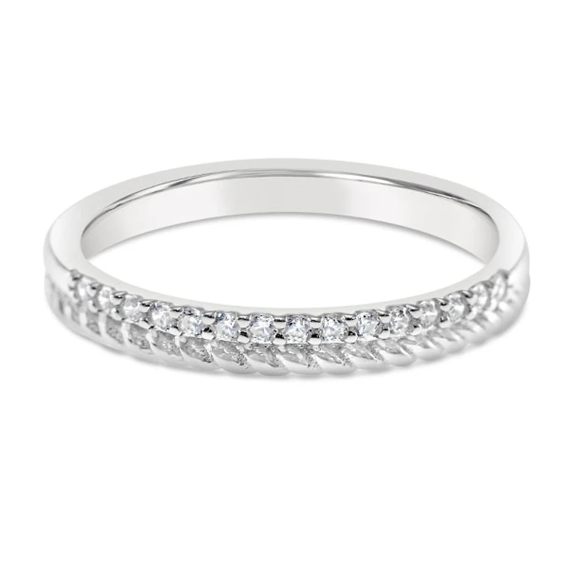 Sterling Silver Cubic Zirconia 1 Line Twist Ring 145862