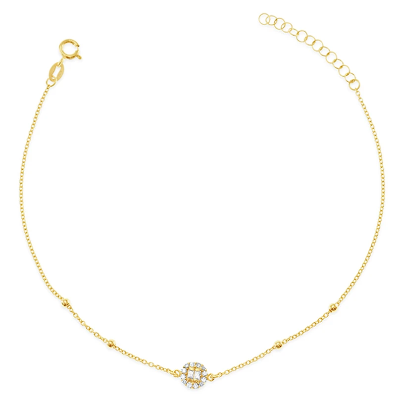 Gold Plated Sterling Silver Cubic Zirconia Anklet 145111